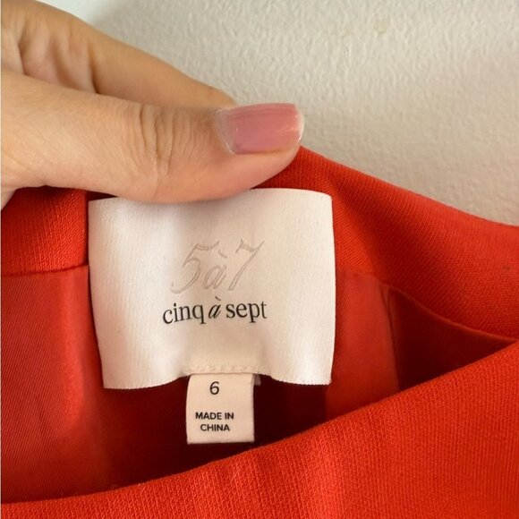 Cinq a Sept Red Slit Scoopneck Maxi Dress Gown Formal Gala Black Tie Evening - Picture 5 of 10